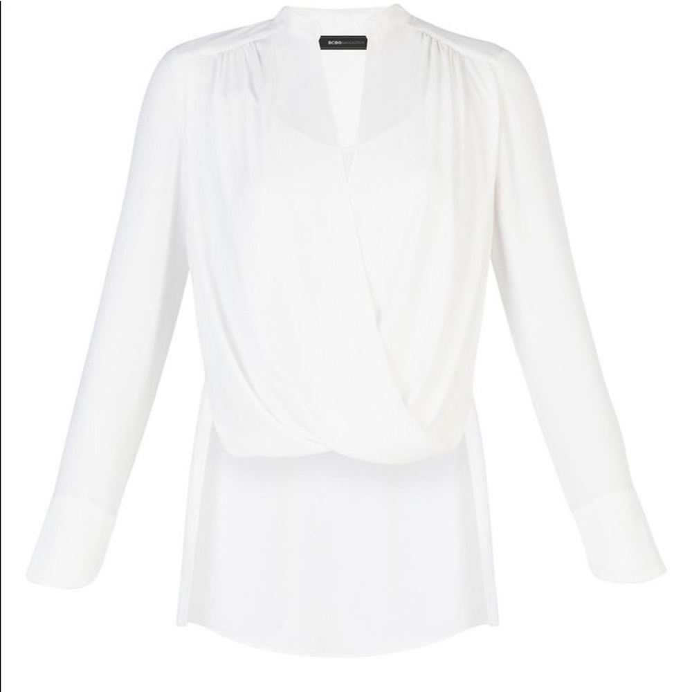 BCBGMAXAZRIA Jaklyn Drape Front Blouse